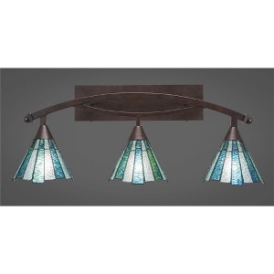 Toltec Lighting Bow 3 - Light Vanity in  Bronze with 7" Sea Ice Art Glass Shade - 1 of 1
