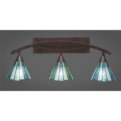 Toltec Lighting Bow 3 - Light Vanity in  Bronze with 7" Sea Ice Art Glass Shade - image 1 of 1