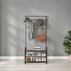 LEDREM Coat Rack, Hall Tree with Shoe Bench , Entryway Bench with Coat Rack, 4-in-1, with 9 Removable Hooks, a Hanging Rod, 13.3 x 33.1 x 72.1 Inches - 3 of 4