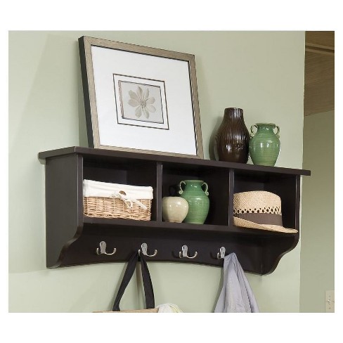 Coat Hooks With Storage Cubbies Chocolate - Alaterre Furniture