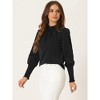 Allegra K Women's Long Sleeve Mock Neck Pleated Solid Chiffon Work Shirt - 3 of 4