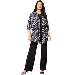 Roaman's Women's Plus Size Three Piece Pant Suit - 1 of 4