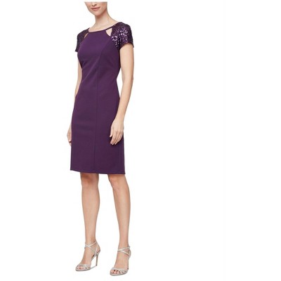 S.L. Fashions Womens Sequin Cut Out Sheath Dress