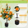 DOMETOUR 2 Pcs Artificial Camellia Tree, 36"Faux Camellia Plant in Pot with Orange Flowers for Indoor Outdoor Office Home Porch Decor, Orange - 2 of 4