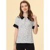 Allegra K Women's Contrast Doll Collar Polka Dots Short Sleeves Blouse - 2 of 4