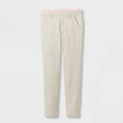 Girls' Skinny Uniform Chino Pants - Cat & Jack™ Light Khaki