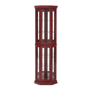 FONTOI Corner Cabinet Corner Display Curio Cabinet, Glass Display with Adjustable Glass Shelves, Cherry, 15.35"*69.59"*15.35" - 1 of 4