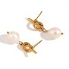 Hollywood Sensation Knot Earrings with Pearl Dangle 1.27 Inches Gold - 4 of 4
