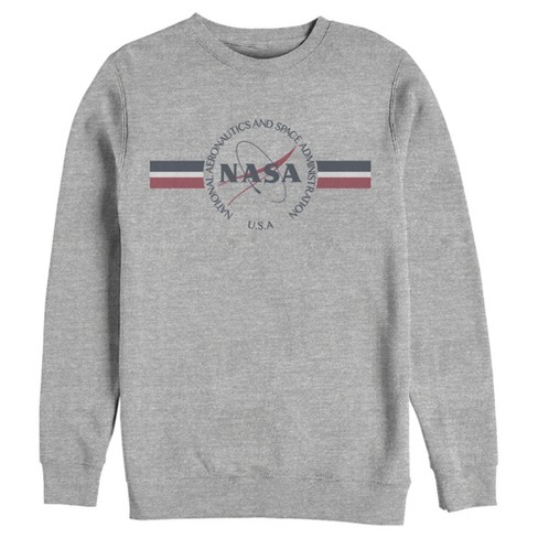 Men s NASA Red White And Blue Banner Logo Sweatshirt Athletic Heather Medium