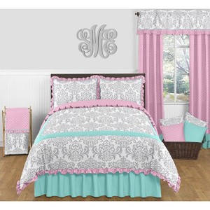Sweet Jojo Designs Full/Queen Comforter Bedding Set Skylar Pink, Blue and White 3 pc - 1 of 3