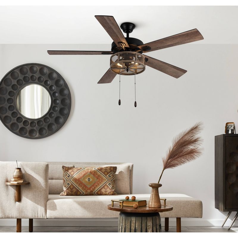 52&#34; LED 5-Blade Dixsie Woodgrain Caged Farmhouse Lighted Ceiling Fan - River of Goods, 4 of 20