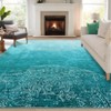 Vintage Distressed Floral Print Machine Washable Area Rug, Soft Non Slip Throw Carpet for Home Office - 2 of 4
