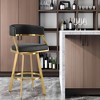 HomeRoots 30" Black and Gold Faux Leather and Stainless Steel Low Back Bar Height Swivel Bar Chair - 2 of 4