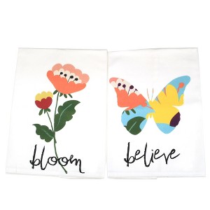 Ganz 26.0 Inch Butterfly/Floral Tea Towel Bloom Believe Flower Kitchen Towel - 1 of 3
