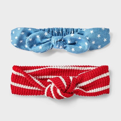 Baby Girls' 2pk 4th of July Denim Stars and Stripes Headband - Cat & Jack™
