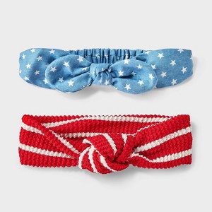 Baby Girls' 2pk 4th of July Denim Stars and Stripes Headband - Cat & Jack™ - 1 of 3