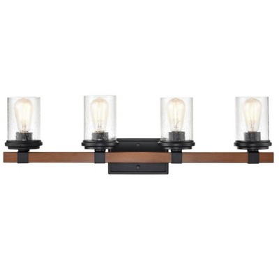 Millennium Lighting Taos 4 - Light Vanity in  Matte Black/Wood Grain