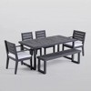 PAGED Wood Outdoor Dining Set All-Weather Patio Table and Chairs Set for Yard, Poolside, Backyard, Patio - 2 of 4