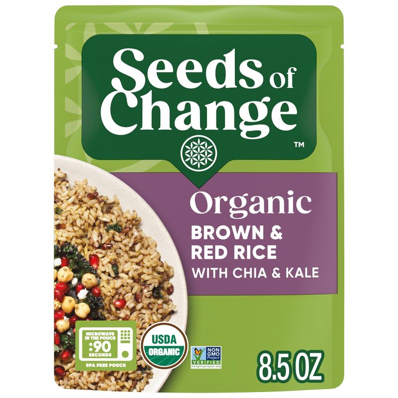 Seeds of Change Organic Brown &#38; Red Rice with Chia &#38; Kale Mix Microwavable Pouch - 8.5oz, 1 of 7