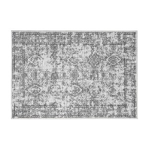 Faux Wool Vintage Distressed Floral Printed Area Rug with Floral  Vintage Design  Ultra Thin Low Pile Machine Washable Non Slip Stain Resistant Non - 1 of 4