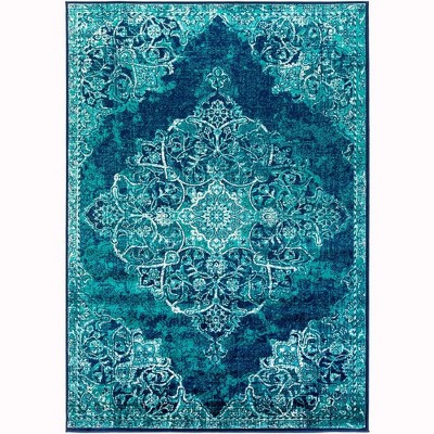 Mark & Day Radville 7'10"x11'2" Rectangle Woven Indoor Area Rugs Teal: Stain-Resistant, Pet Friendly, Traditional Style