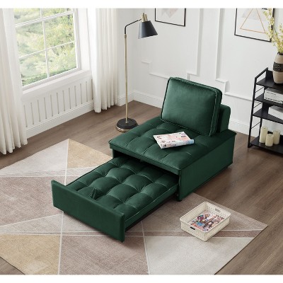 CAVINAS Armless Convertible Sleeping Single Sofa Bed Velvet Upholstered Couch with Removable Back for Apartment