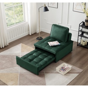CAVINAS Armless Convertible Sleeping Single Sofa Bed Velvet Upholstered Couch with Removable Back for Apartment - 1 of 4