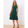 Allegra K Women's Sleeveless V Neck Tie Waist A-line Midi Pleated Dresses - 4 of 4