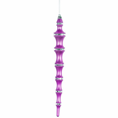 Vickerman 4ct Mirrored Shatterproof Icicle Finial Christmas Ornament Set 12"- Purple