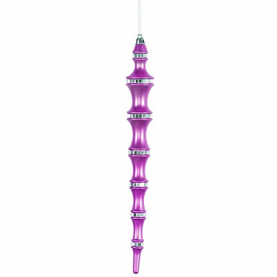 Vickerman 4ct Mirrored Shatterproof Icicle Finial Christmas Ornament Set 12"- Purple