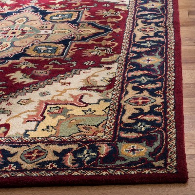 Elegant Heritage Hand-Tufted Wool Runner Rug in Rich Red