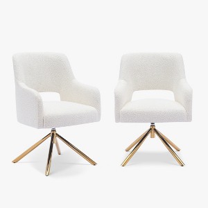 WestinTrends Genevieve Mid-Century Modern Upholstered Boucle Swivel Accent Chair (Set of 2) - 1 of 4