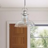 DORESshop 1-Light Brushed Nickel Modern Farmhouse Semi Flush Mount Pendant Light with Clear Glass Shaded - 2 of 4
