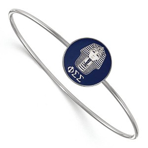 Black Bow Jewelry Sterling Silver Phi Sigma Sigma Greek Life Bangle Bracelet 7 Inch - 1 of 3