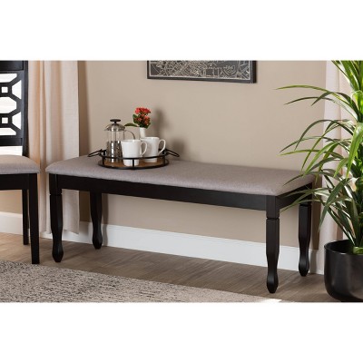 Elegant Corey Dark Brown and Gray Upholstered 48" Wood Dining Bench