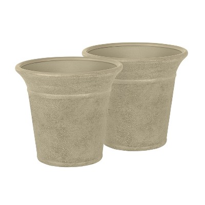 16" Langston Decorative Planter 2 Pack - Dark Taupe - Suncast