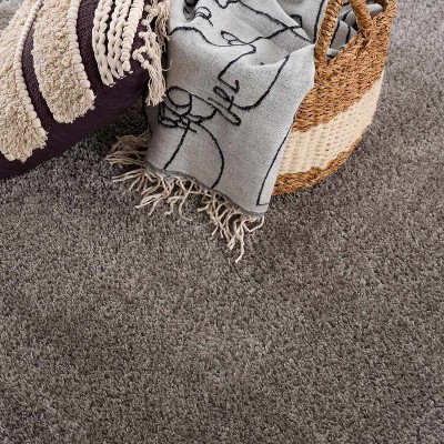 Gray Plush Tufted Handmade Synthetic Shag Area Rug 6'7" x 9'