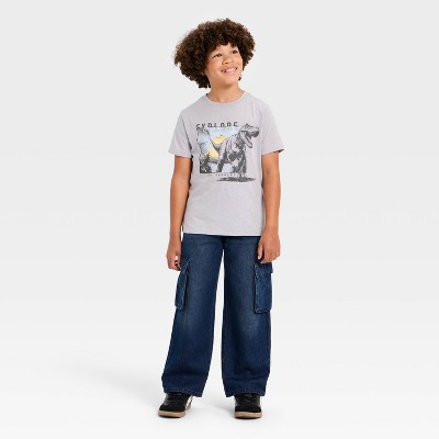 Детские Cat & Jack Boys' Short Sleeve Explore Dino Graphic T-Shirt - Cat & Jack™ Heather Gray XL — фото 4