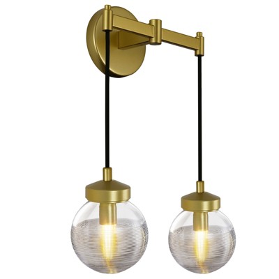 CityFurn 2-Light Modern Bathroom Wall Sconce with Globe Glass
