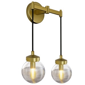 CityFurn 2-Light Modern Bathroom Wall Sconce with Globe Glass - 1 of 4
