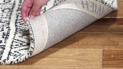 Ivory and Black Hand-Tufted Wool 9' x 12' Area Rug