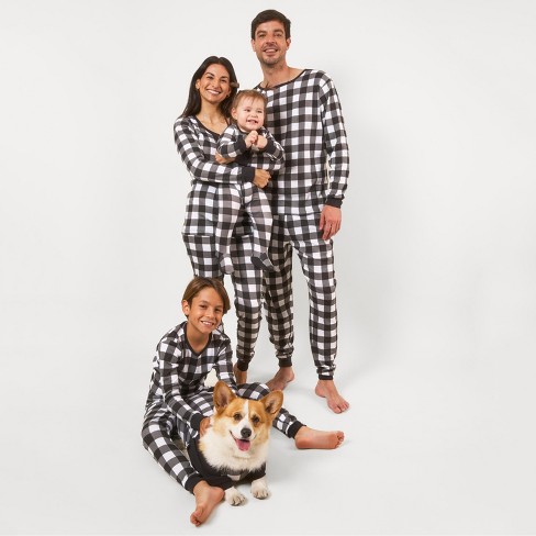 Black and white buffalo plaid pajamas family sale