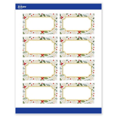 Avery Business Cards, 2" x 3.5", Gold-Blue Border Berries, 80