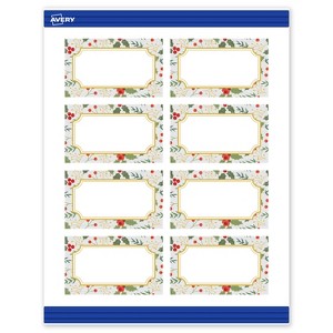 Avery Business Cards, 2" x 3.5", Gold-Blue Border Berries, 80 - 1 of 4