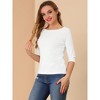 INSPIRE CHIC Women's Classic Solid Elbow Sleeves Round Neck Slim Fit T-Shirts - 2 of 4