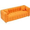 DOMETOUR 80 Inch Teddy Fleece Sofa for Living Room Bedroom, 3 Seat Modern Upholstered Sofa Futon Couch with 2 Pillows - 4 of 4