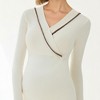 Anna-Kaci Women's Long Sleeve Wrap Front Maternity Top with Contrast Trim and Fitted Silhouette - 3 of 4