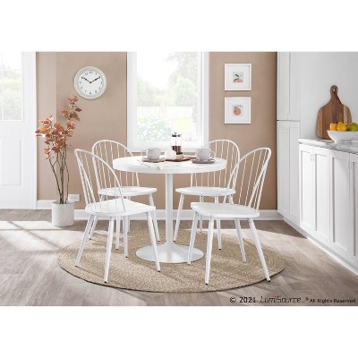 36" Dakota White Wood Industrial Round Dining Table