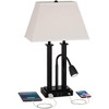 Possini Euro Design Deacon 26" High Industrial Desk Lamps Set of 2 USB Port AC Power Outlet Gooseneck Black Metal Home Office Living Room Charging - 3 of 4
