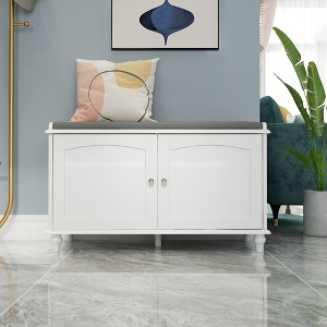 Famapy White Shoe Bench with Upholstery for 8 Pairs of Shoes - 1 of 4